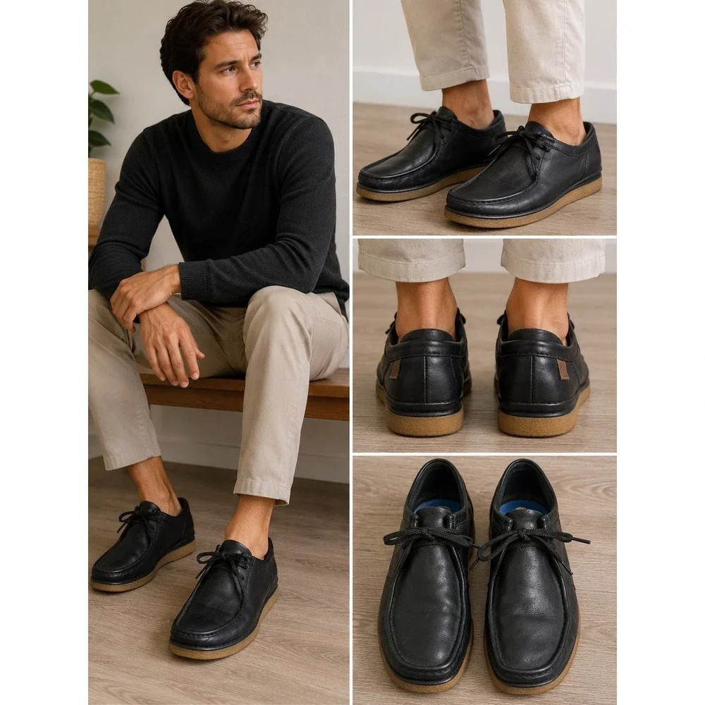Clarks Shacre II Run Mens Black Leather Wallabee Style Lace Up Shoes Size 11